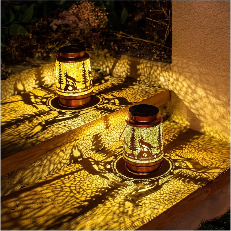 EZTZEN Wolf Solar Lanterns Outdoor Waterproof Hanging Solar Lights Wolf Gifts for Women Men Metal Decorative LED Wolf Lanterns for Garden Decor,Yard,Patio,Lawn,Tabletop,Pathway,Landscape - Image 3